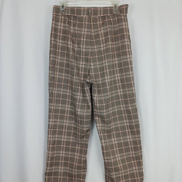 LULU'S Making a Statement Pink Multi Plaid Tie-Front Trouser Pants Women's Sz.L - Picture 5 of 7